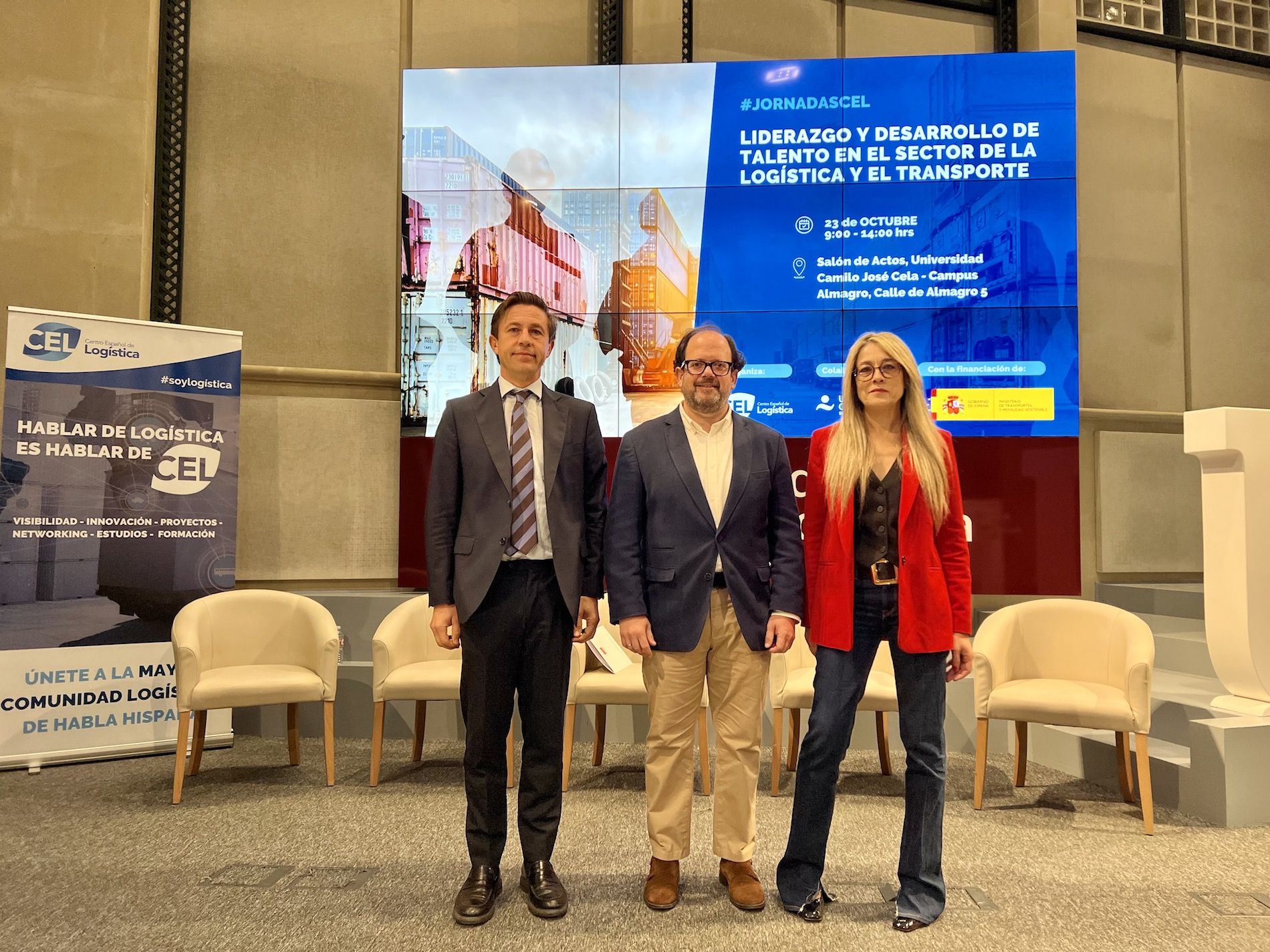 Ramón García, del CEL, junto a Luis Miguel Torres, de la Comunidad de Madrid, y Marta Serrano, de la Universidad Camilo José Cela.